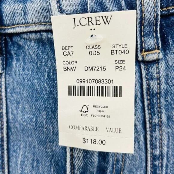 NWT J.Crew Cropped Ankle Straight Leg Patch Pocket Utility Stretch Jean 24P Blue - Picture 6 of 12